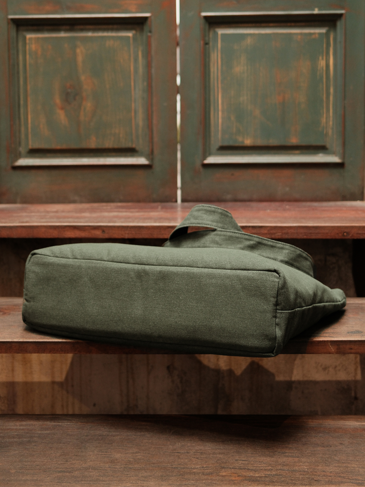 Wide Tote – Moss Green Denim – Large