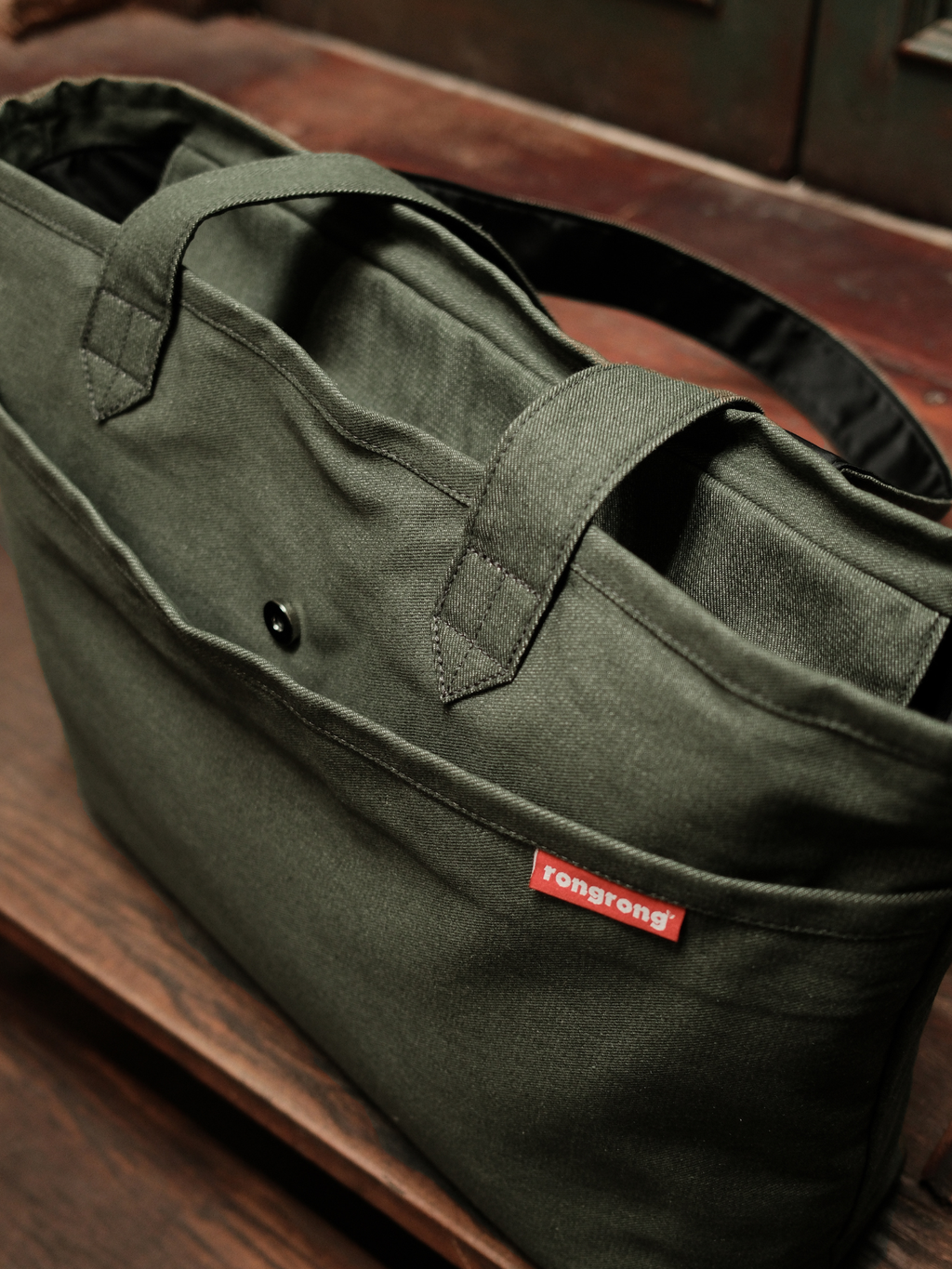 Wide Tote – Moss Green Denim – Large