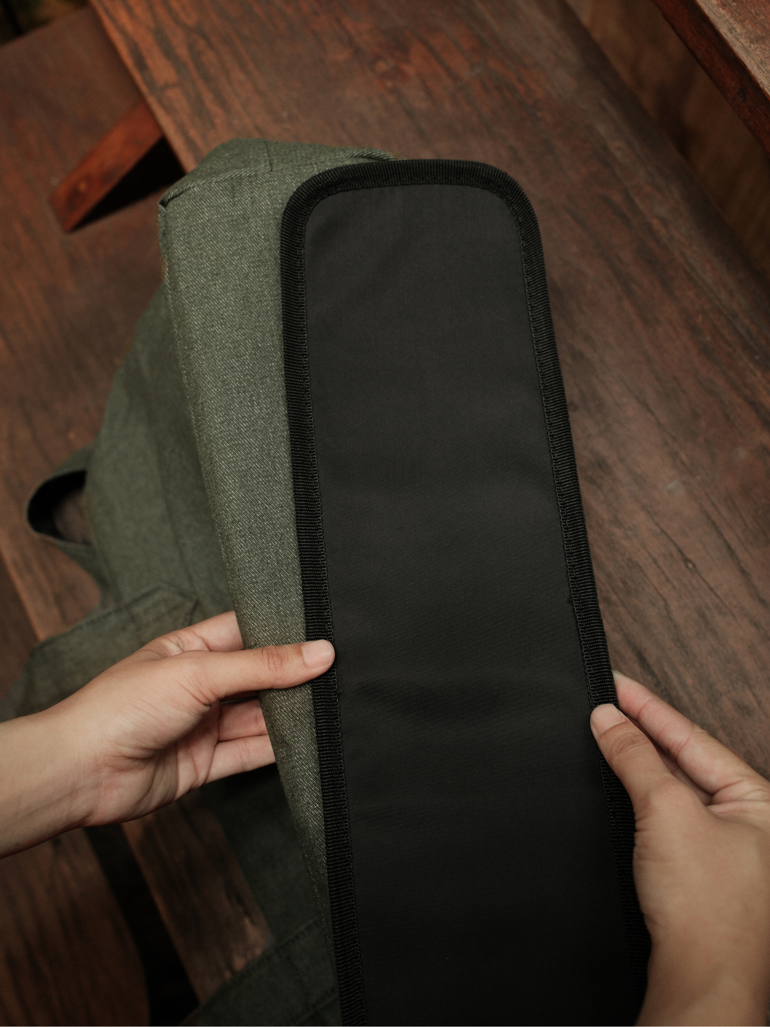 Wide Tote – Moss Green Denim – Large