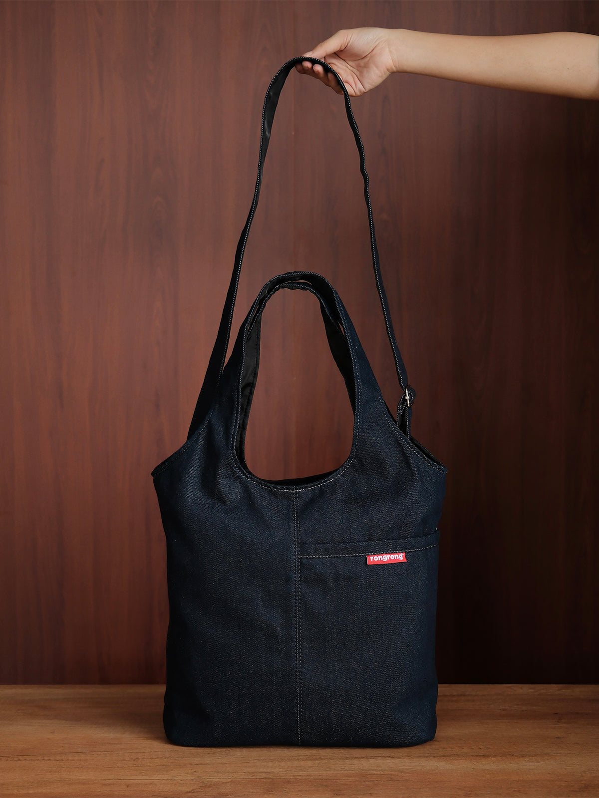 Curved Tote - Indigo Denim - Medium