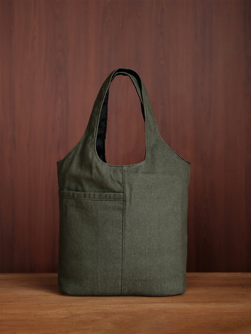 Curved Tote - Moss Green Denim - Medium