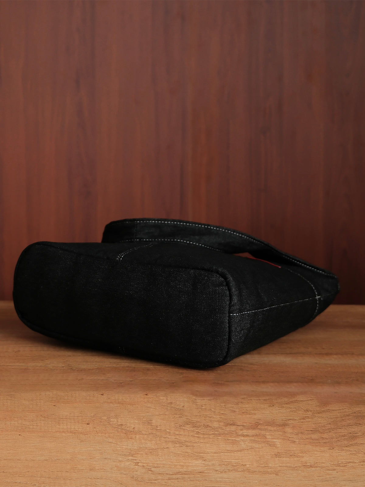 Curved Tote - Black Denim - Medium
