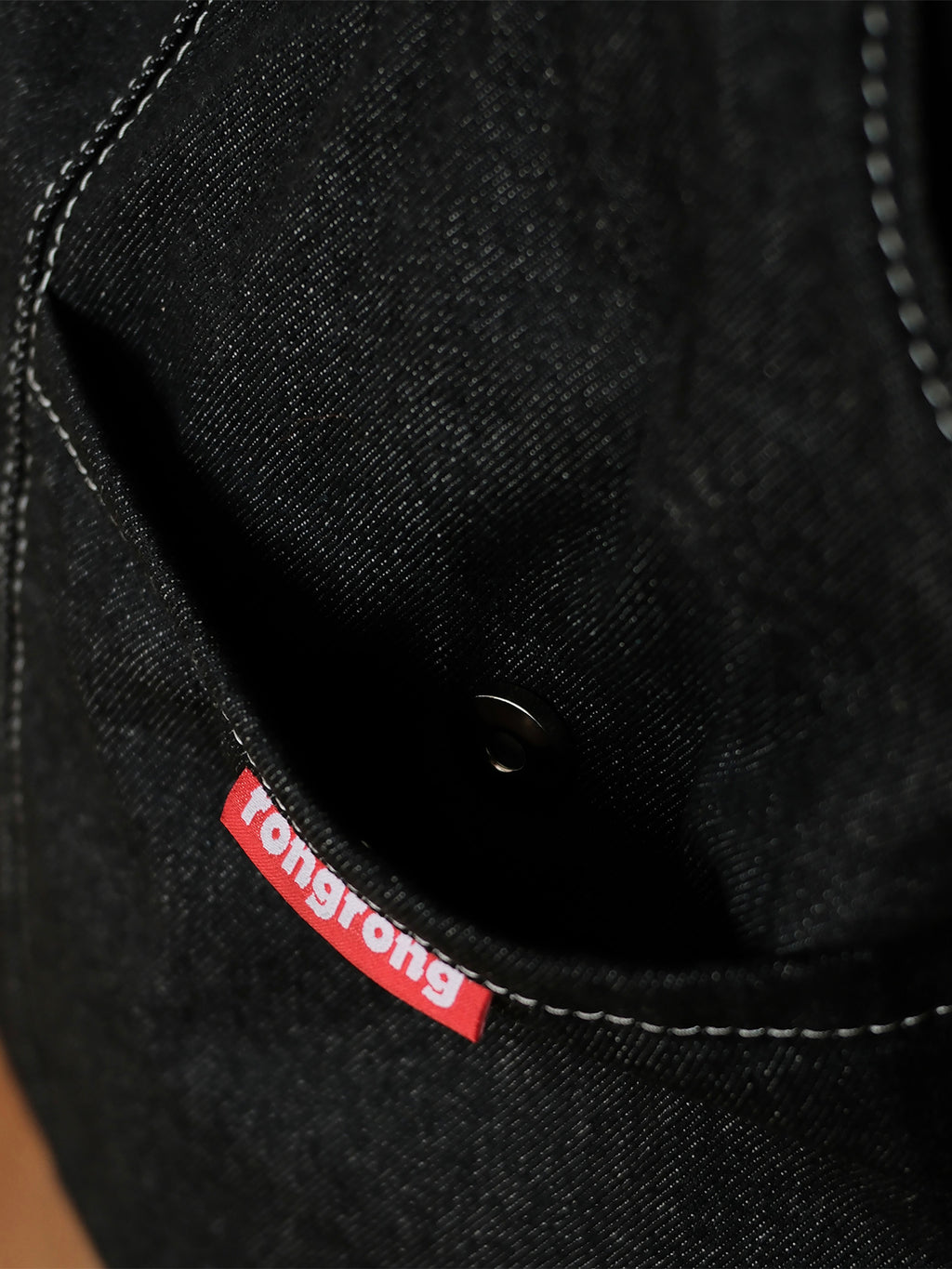 Curved Tote - Black Denim - Medium