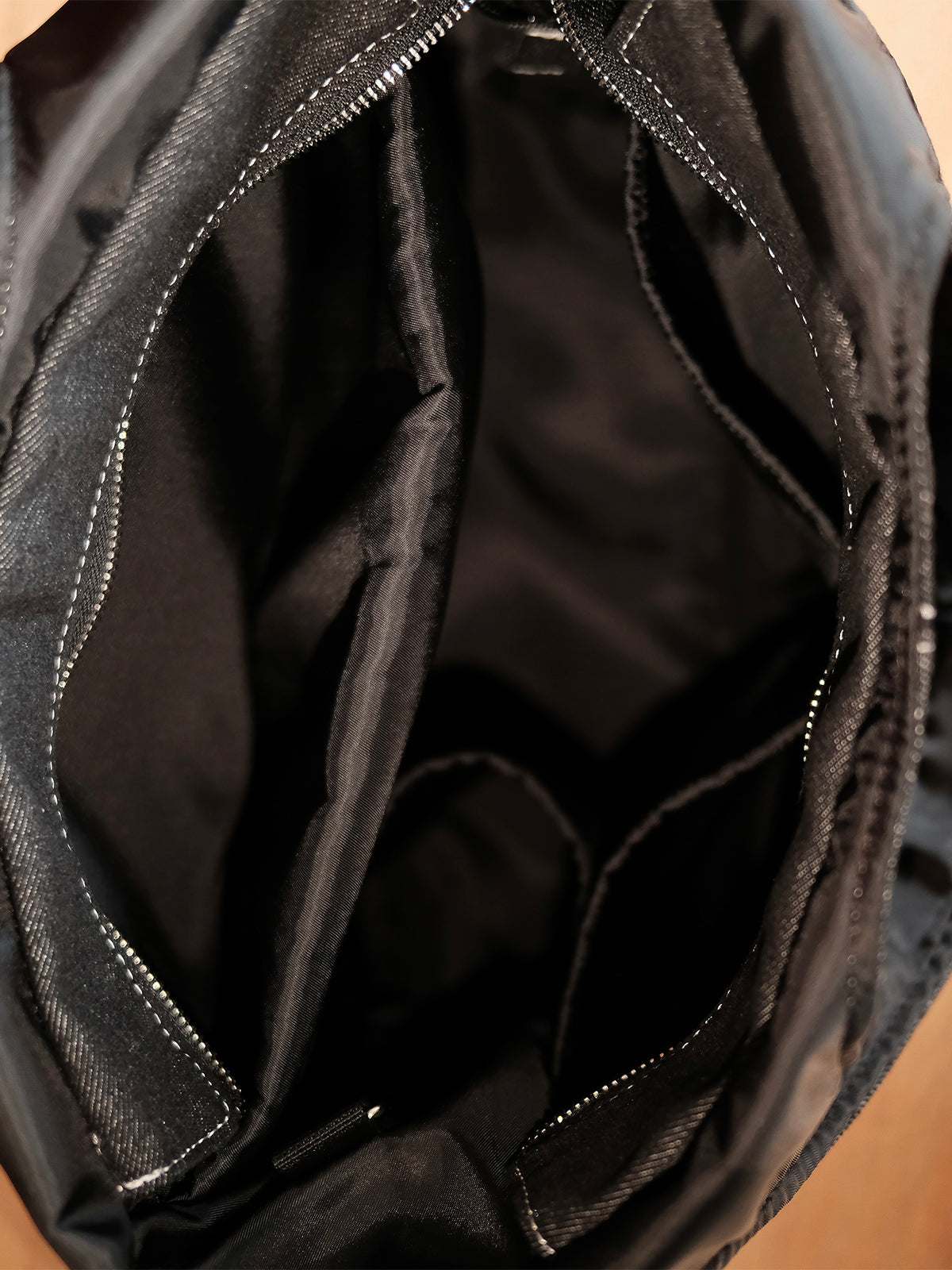 Curved Tote - Black Denim - Medium